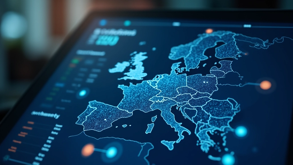 Carte numérique de l'Europe montrant les connexions et liaisons numériques entre les différents États membres