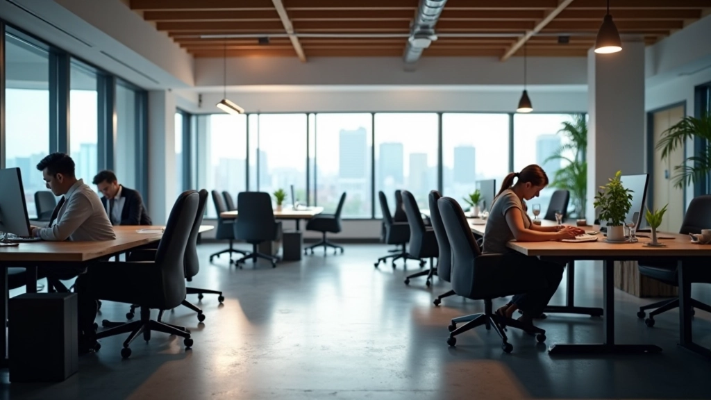 Plusieurs travailleurs se réunissant dans un espace de coworking avec des équipements modernes et une connexion haut débit